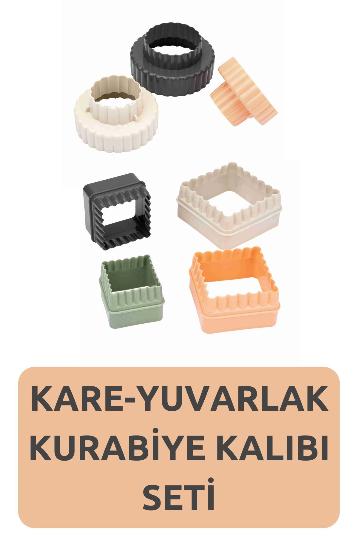 7 Parça Tırtıklı Kare Ve Yuvarlak Kurabiye Kalıbı Seti Şekilli Hamur Kesici