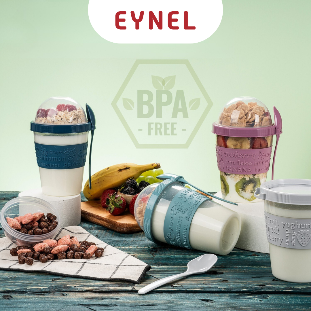 1 Adet Take N Go Kaşıklı Hazneli Meyveli Yoğurt Kabı Piknik Iş Atıştırmalık Müsli Granola Süt Bardak