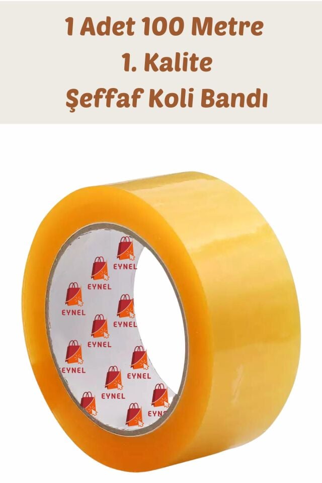 1 Adet 100 Metre Hotmelt Koli Bandı (1, KALİTE) Şeffaf Renkli, Güçlü Yapışkan, Kağıda Yapışır