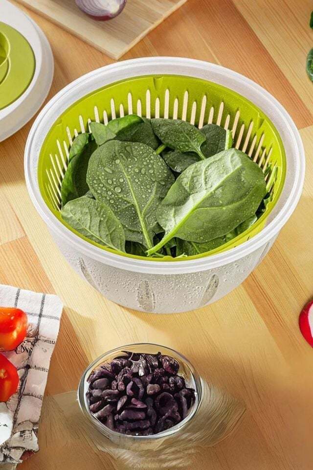 Pratik Salata Kurutucu, Sebze Yeşillik Marul Yıkama Ve Kurutma Kabı Leğen Şeklinde