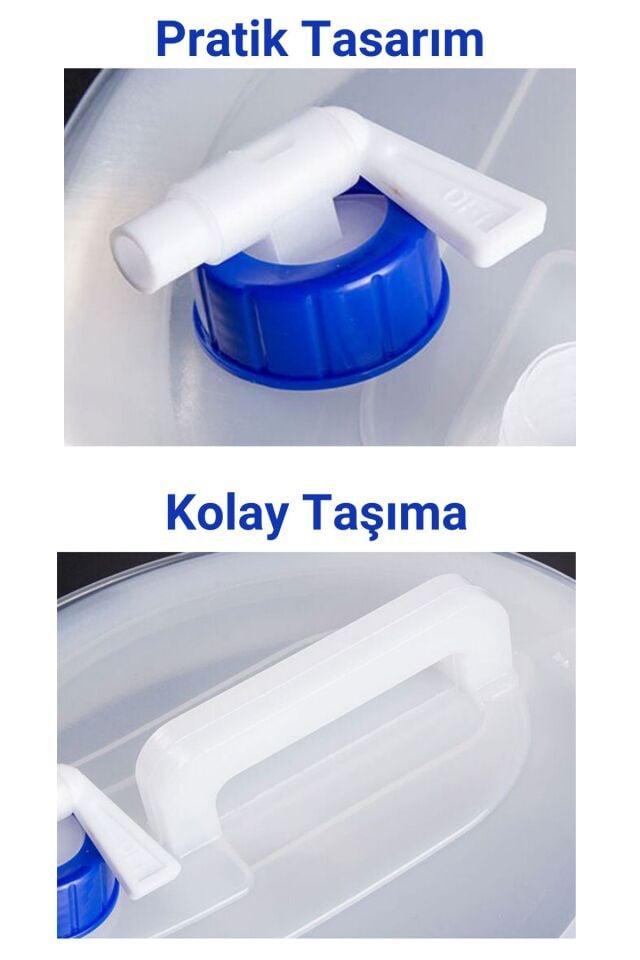 10 lt Katlanabilir Musluklu Su Bidonu, Akordiyon Damacana Çeşmeli Su Torbası Plastik Piknik Kamp