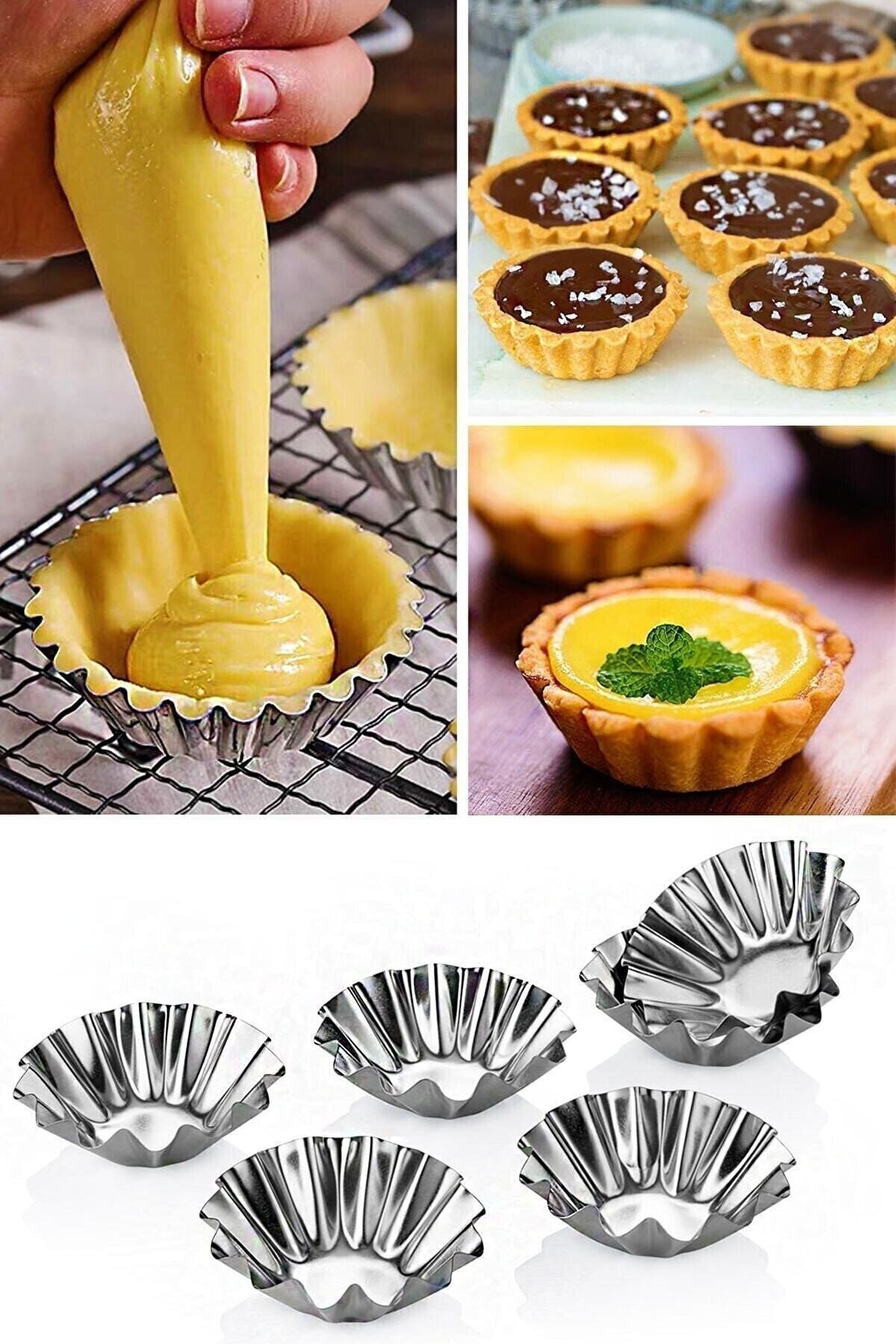 6 Adet Metal Kek Brownie Muffin Kek Kalıbı, Cupcake Kapsülü Çiçek Model Mini Tart Kalıbı