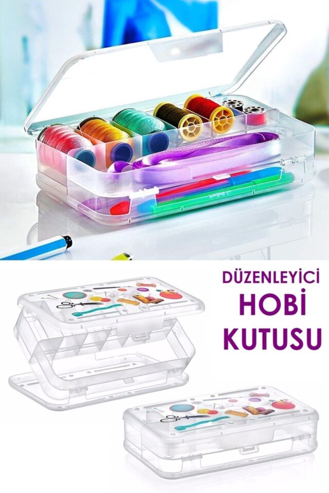 Şeffaf Plastik Bölmeli Çift Taraflı Hobi Dikiş Iğne Kutusu Arduino Balıkçı Malzeme Saklama Organizer