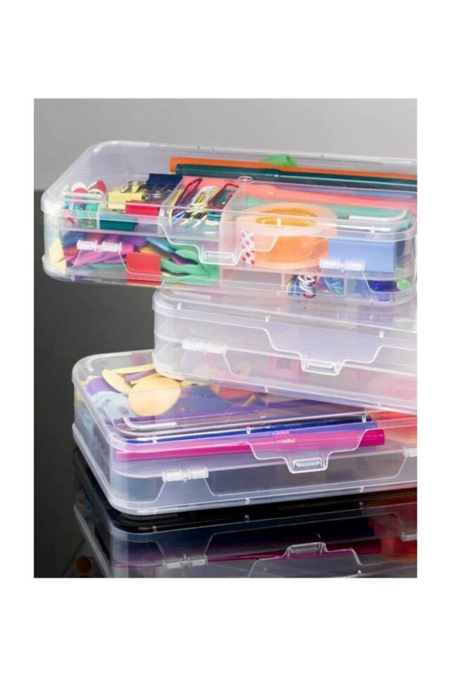 Şeffaf Plastik Bölmeli Çift Taraflı Hobi Dikiş Iğne Kutusu Arduino Balıkçı Malzeme Saklama Organizer