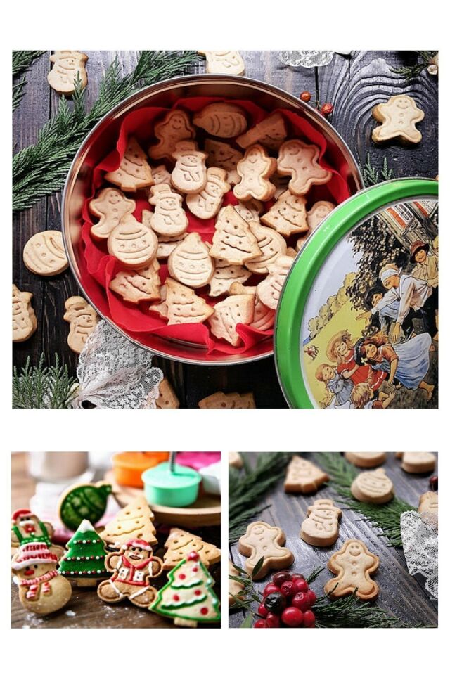 Basmalı Adam GingerMan Çam Ağacı Desenli Yılbaşı Kurabiye Kalıbı Şekilli Şeker Hamur Kesici Yeni Yıl