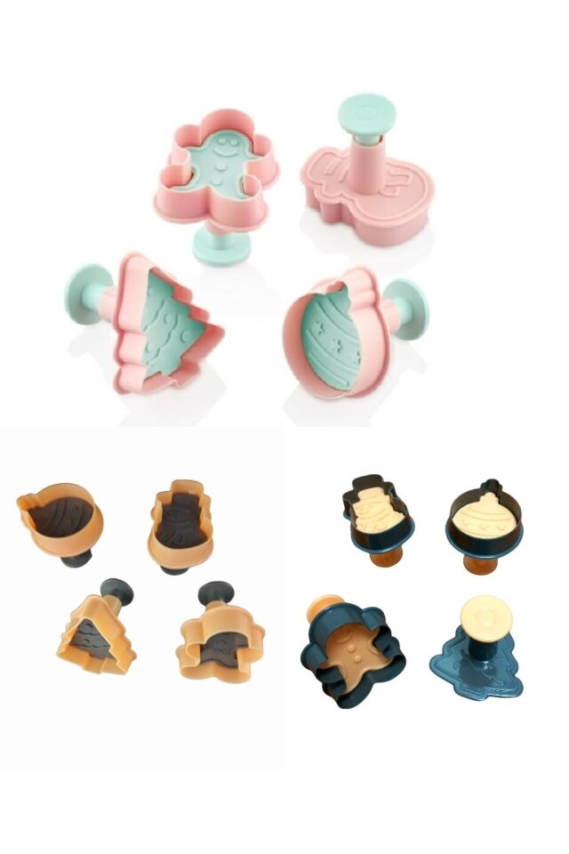 Basmalı Adam GingerMan Çam Ağacı Desenli Yılbaşı Kurabiye Kalıbı Şekilli Şeker Hamur Kesici Yeni Yıl