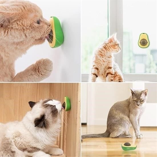 Avokado Model Yapışkanlı Kedi Oyuncağı Yenilebilir Kedi Nanesi Otu Catnip Oyun Yalama Topu