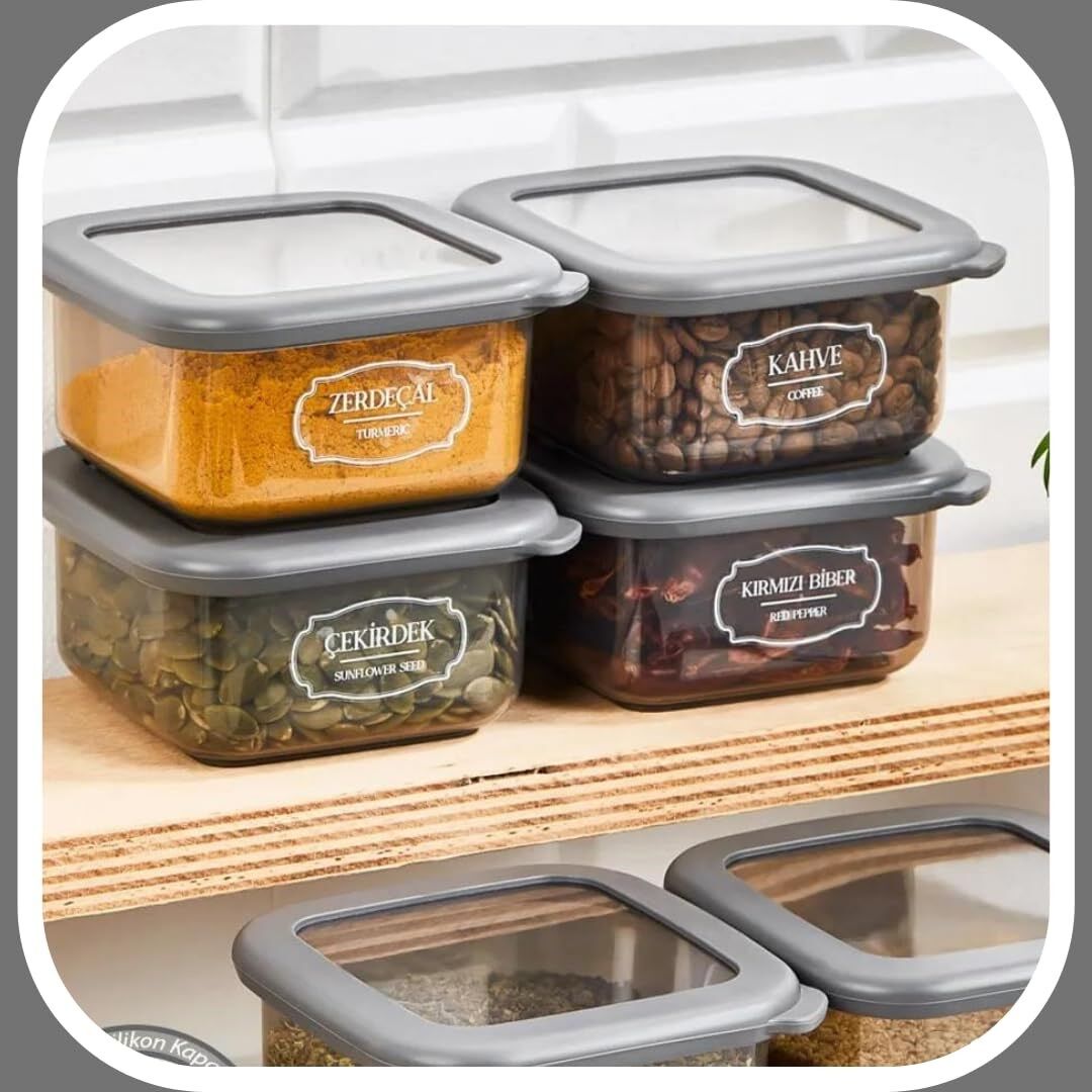 Şeffaf Kare Saklama Kabı Silikon Kapak Hava Geçirmez Kuru Baklagil Kahve Bakliyat Makarna Kutu Çeyiz