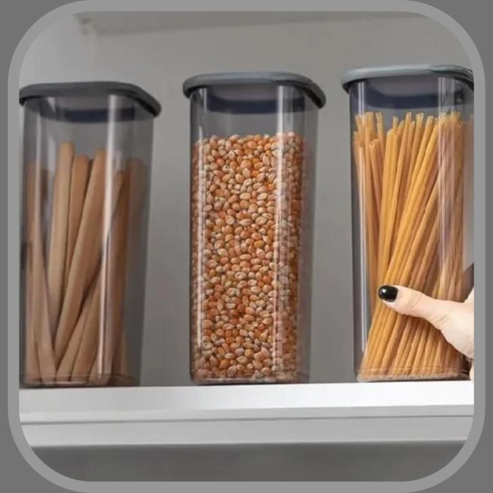 Şeffaf Kare Saklama Kabı Silikon Kapak Hava Geçirmez Kuru Baklagil Kahve Bakliyat Makarna Kutu Çeyiz