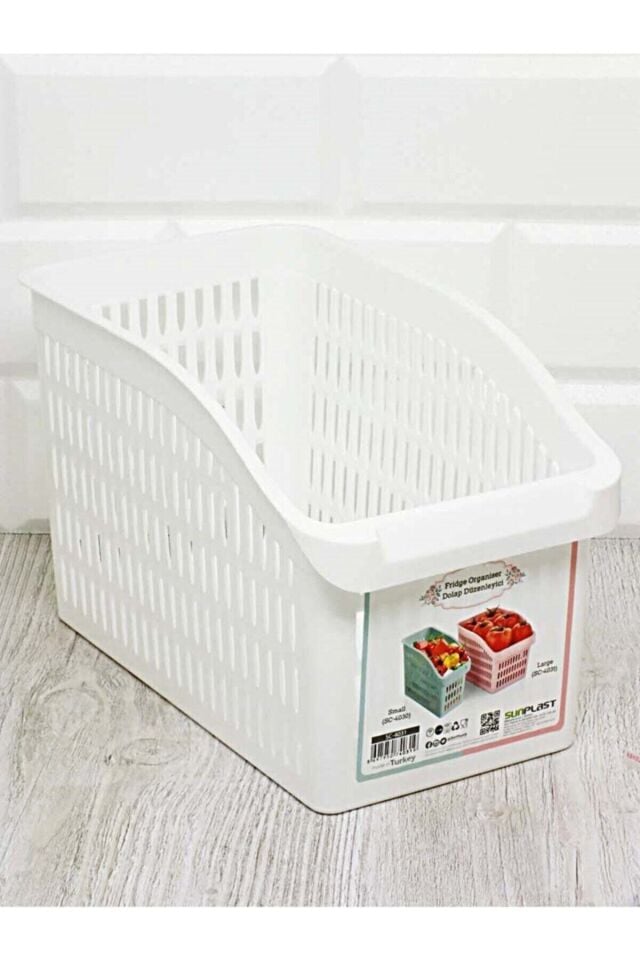 Plastik Beyaz Geniş Buzdolabı İçi Sebze Meyve Düzenleyici Meyvelik Sebzelik Organizer Sepet 1 Adet