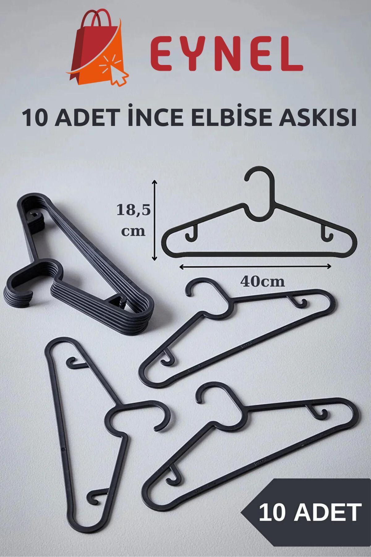 10 Adet Siyah İnce Elbise Askısı Kırılmaz Plastik Tişört Pantolon Etek Fular Bluz Kıyafet Asma