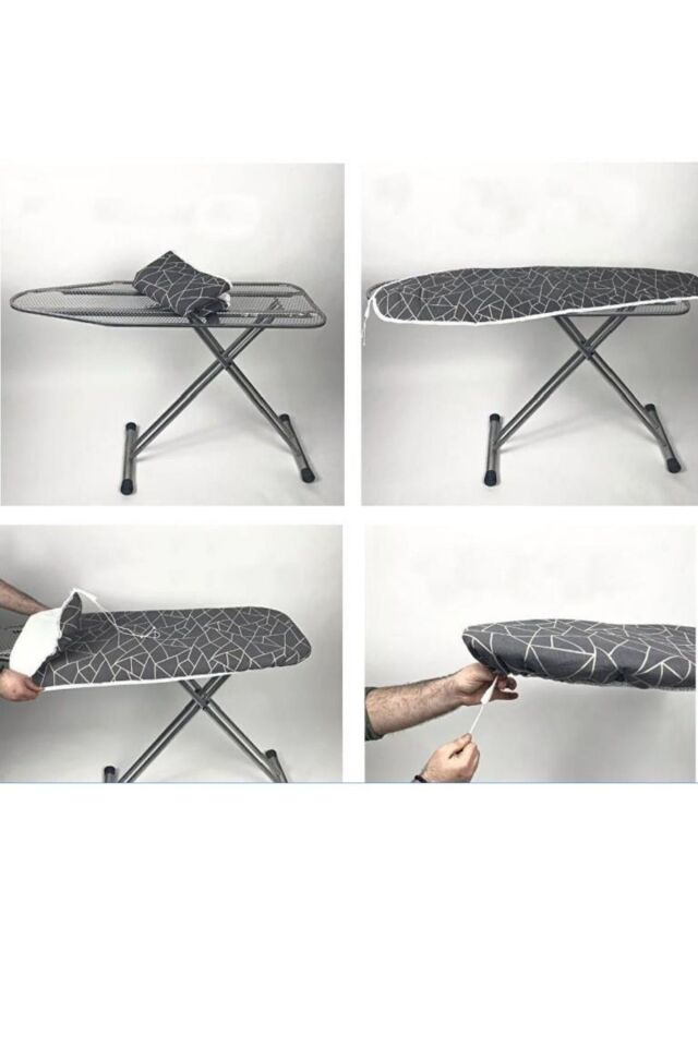 Ütü Masası Örtüsü Kılıfı 48x138cm Ayarlanabilir Ipli Kılıf Bezi Süngerli Mercan Kırmızısı