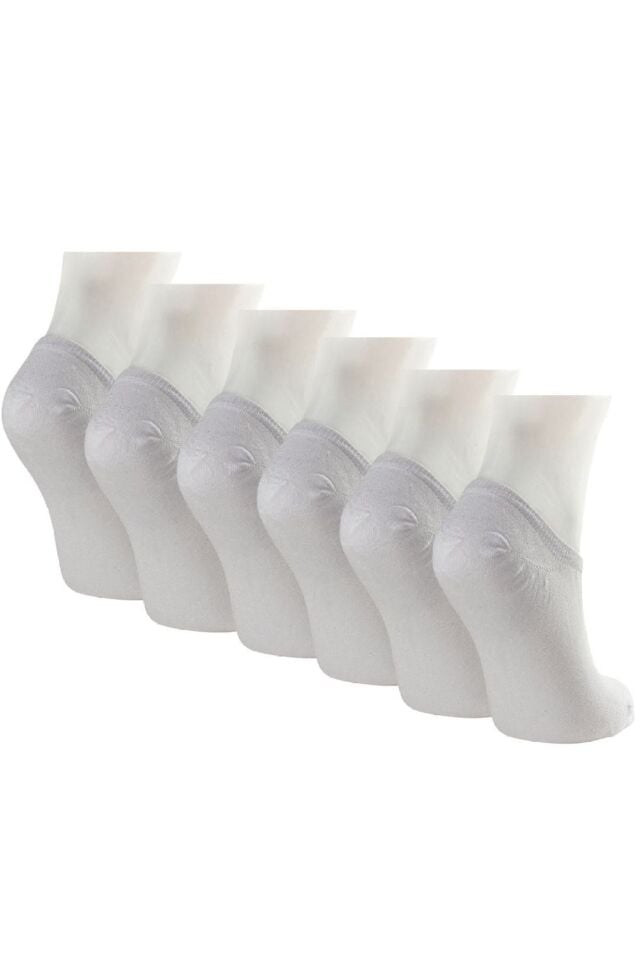 6'lı Set Kadın Kısa Modal Patik Çorap Kaliteli Düz Renk Yazlık Rahat Bilek Ince Dikişsiz Beyaz - 36-41